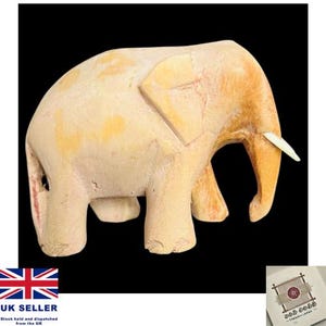 Handmade Wooden Elephant Figurine Sri Lanka 9cm Hand Carved Natural Wood Ornament DIY Painting Craft Base Unique Home Decor Gift