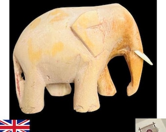 Handmade Wooden Elephant Figurine Sri Lanka 9cm Hand Carved Natural Wood Ornament DIY Painting Craft Base Unique Home Decor Gift