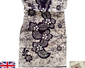 Handmade Batik Kaftan Dress – Free Size – Boho Beach Wear, Loungewear, Festival, Resort Wear – Made in Sri Lanka