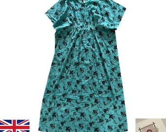 Handmade Batik Kaftan Dress – Free Size – Boho Beach Wear, Loungewear, Festival, Resort Wear – Made in Sri Lanka