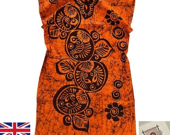 Handmade Batik Kaftan Dress – Free Size – Boho Beach Wear, Loungewear, Festival, Resort Wear – Made in Sri Lanka