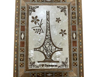Handmade Damascus Mosaic Inlay Wooden Box: Velvet Lined Keepsake