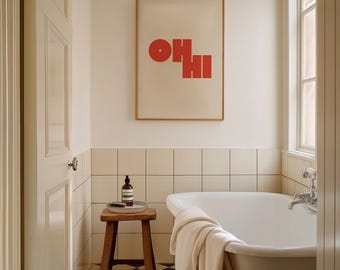 Oh Hi Orange Print: Modern Typography Wall Art (Digital Download)