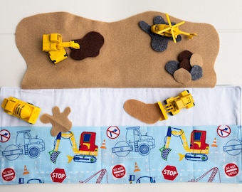 Car Playmat, Toy Car Storage, Travel Toys for Toddlers, Construction Birthday Party, Construction Gift for Boy,