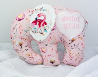 Personalized Elephant Plushie: Floral Baby Girl Gift