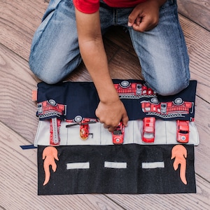 Travel Play Mat, Kids Toys, Fire, Birthday Gift, Gift for Kids,