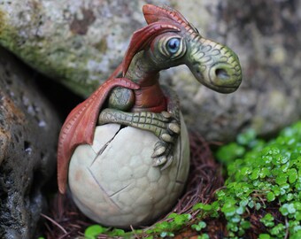 OOAK  hatching baby dragon sculpture