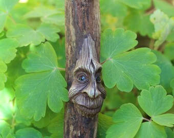 OOAK wood carved face dryad