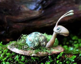 OOAK Fae Snail sculpture  garden sculpture