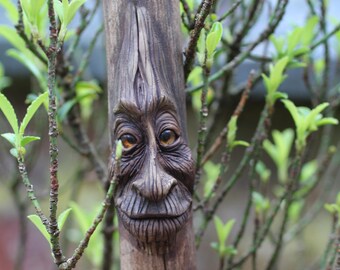 OOAK wood carved face dryad