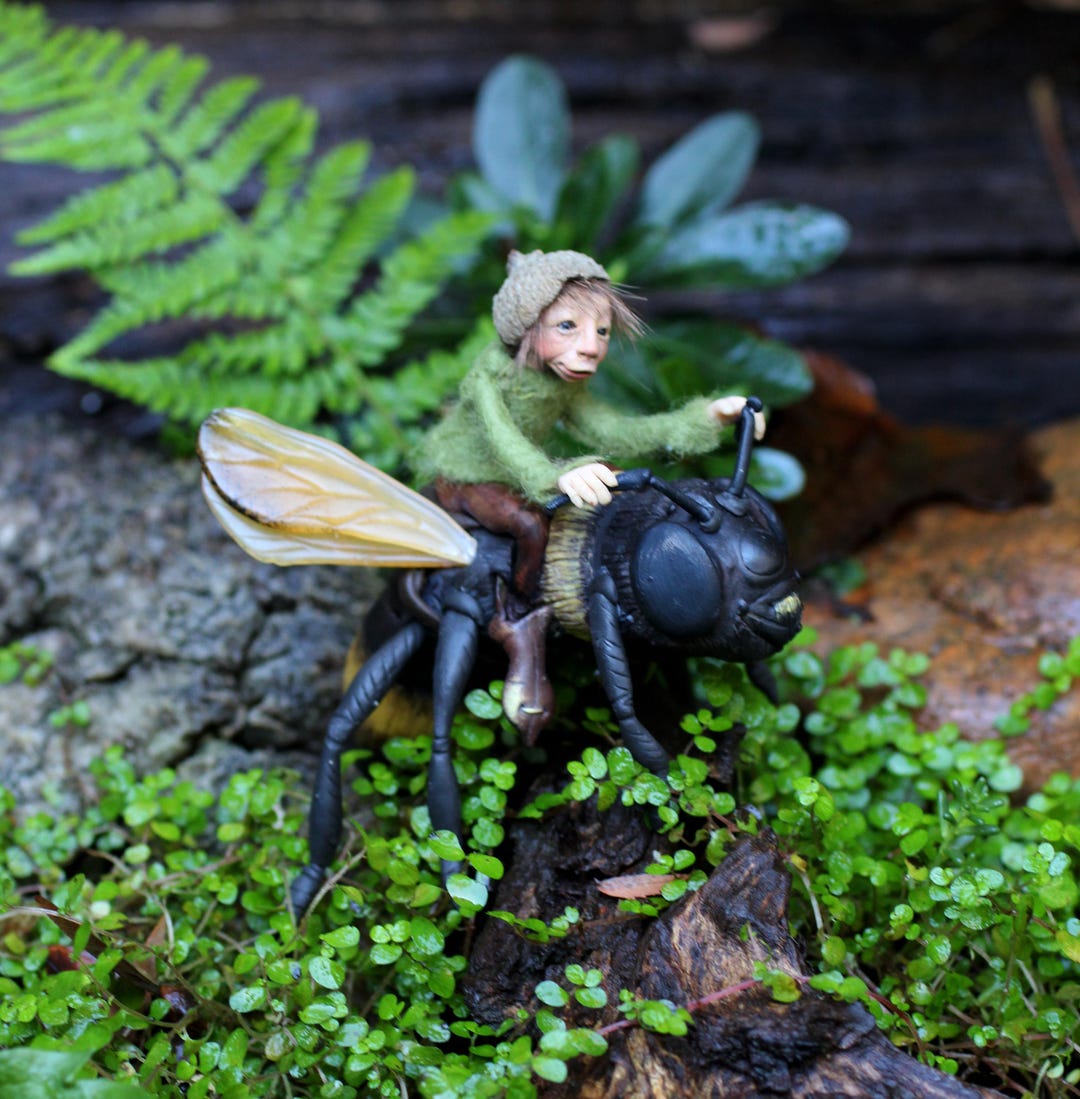 Pixie Riding a Bee Art Doll OOAK - Etsy