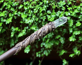 Magical quartz crystal wizard wand