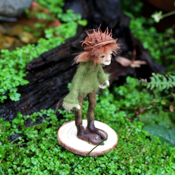 OOAK elf sculpture polymer clay art doll garden pixie