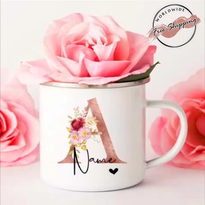 Taza de café personalizada con letra de nombre  e inicial