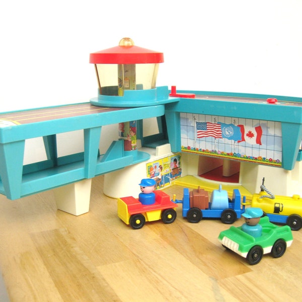 Vintage Fisher Price Airport Building and Accessories