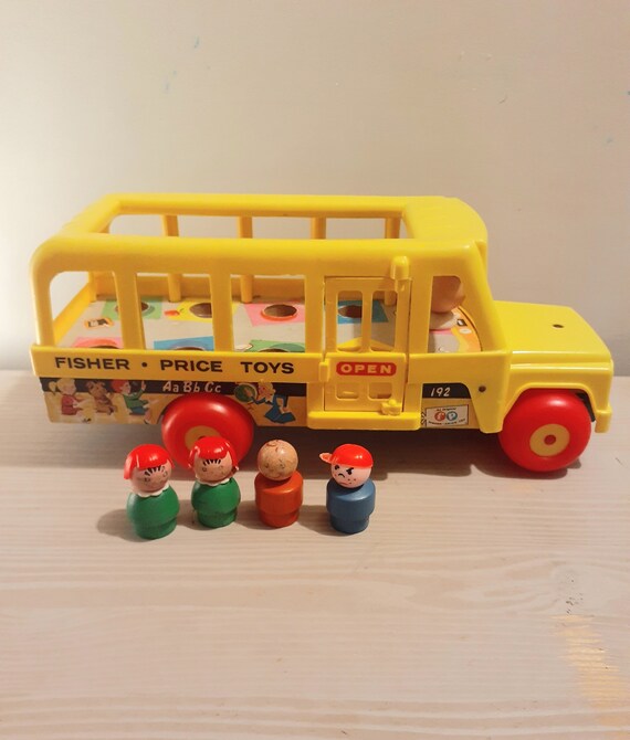Vintage Fisher Price School Bus With Wood Base Etsy Australia