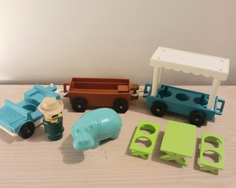 Vintage Fisher Price Zoo Tram and Pieces