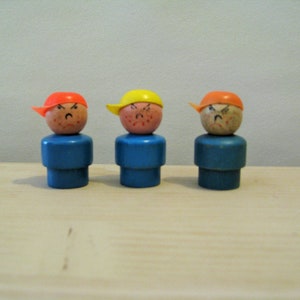 Vintage Fisher Price Little People Grumpy Guys - Blue