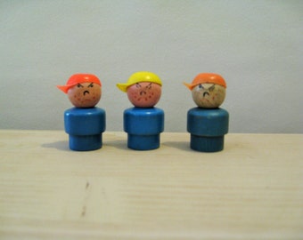 Vintage Fisher Price Little People Grumpy Guys - Blue