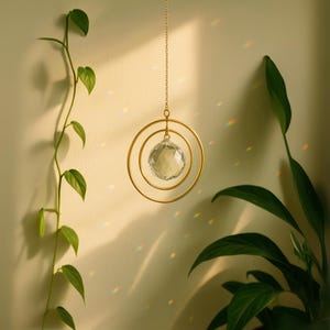 Hanging Crystal Sun Catcher Circles | Boho Window Decor | Prism Light Catcher | Rainbow Maker | Friendship Gift Idea for Home or Garden
