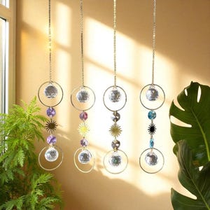 Star Sun Catcher | Hanging Gold Crystal Prism | Boho Window Decor | Friendship Gift | Aura Rainbow Car Charm | Light Catcher Ornament