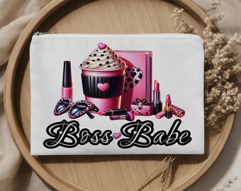 Boss Babe Makeup Bag! Entrepreneur Gift! Motivational Zipper Pouch Gift! Girl Boss Cosmetic Pouch!