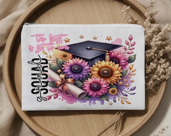 Graduation Floral Cap Diploma Pouch Bag! Graduation Gift Reusable Travel Zipper Pouch! High School College Graduate Gift!