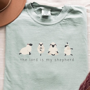 Lord Is My Shepherd Shirt Christian Shirt Comfort Colors Christian Gift Boho Christian Sheep Shirt Faith Apparel Psalm 23 Bible Verse Shirt