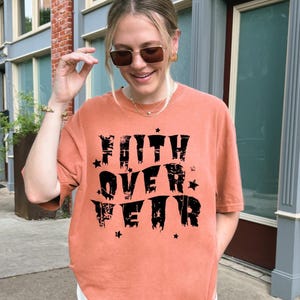 Comfort Colors Christian Halloween Faith Over Fea  Shirt, Fall Religious Shirt, Faith Based Shirt, Christian Apparel
