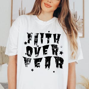 Comfort Colors Christian Halloween Faith Over Fea  Shirt, Fall Religious Shirt, Faith Based Shirt, Christian Apparel