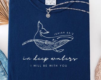 Camiseta Comfort Colors Christian Ocean, Camiseta costera con temática marina, Camiseta playera oversize con versículo bíblico de Jesús, Ropa de fe, Regalo con olas