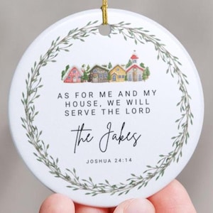 Yo y mi casa serviremos a Jehová, Josué 24:15, adorno de escritura, adorno de versículo bíblico, regalo cristiano, adorno navideño
