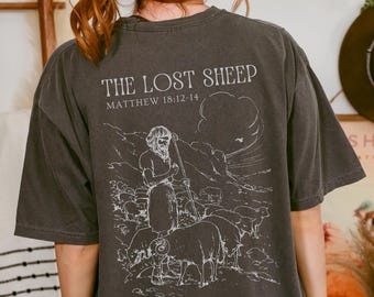 Parable of the Lost Sheep Bible Verse Tshirt Faith Based Clothing Worship Gospel Shirt Minimalist Christian Clothes Catholic Religious Gifts