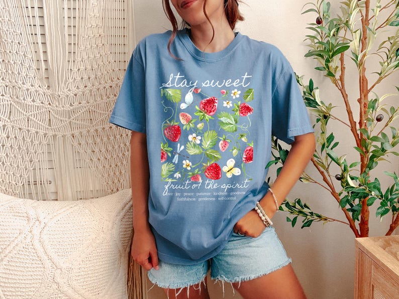 Fruit of the Spirit Bible Verse Strawberry Christian Comfort Colors T ...