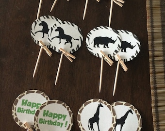 Safari themed cupcake toppers- set of 12