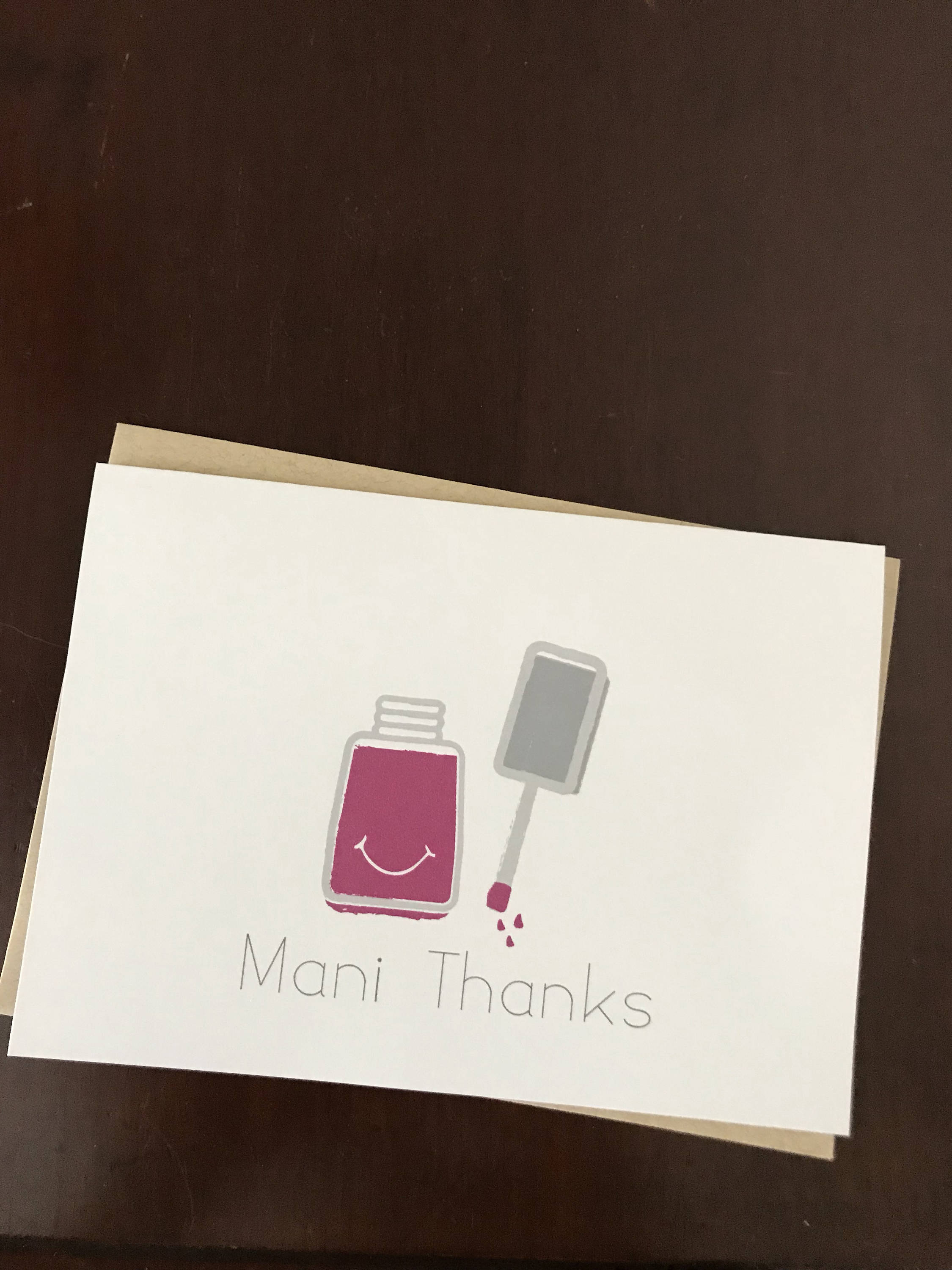 Mani thanks thank you card