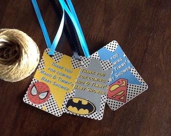 Super hero themed Thank you Tags  - Set of 12
