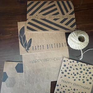 Cartes HBD noires et kraft - lot de 5