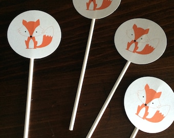 Fox themed Cupcake toppers - Set of 12