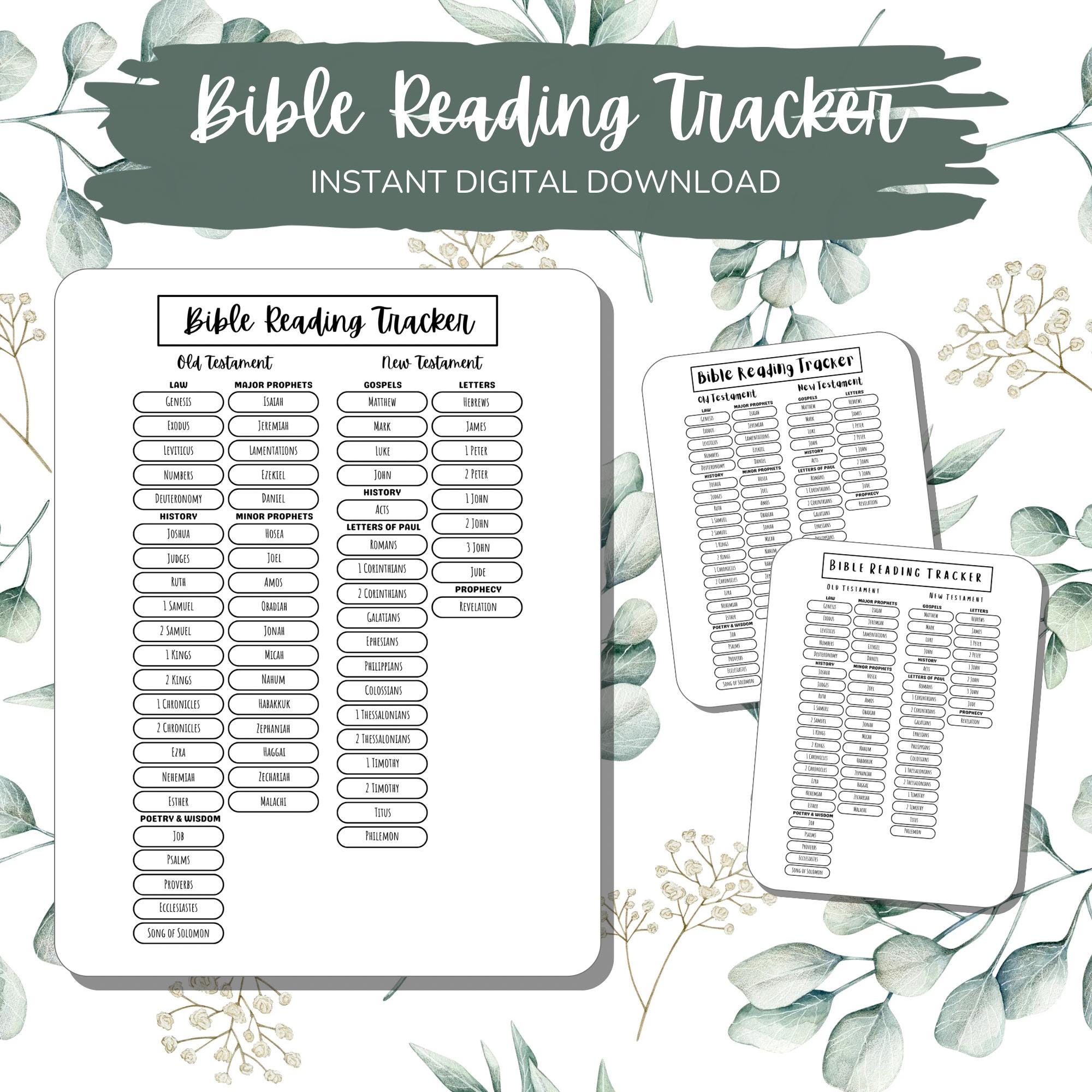 Bible Reading Tracker | Printable Books of the Bible Tracker | Bible ...