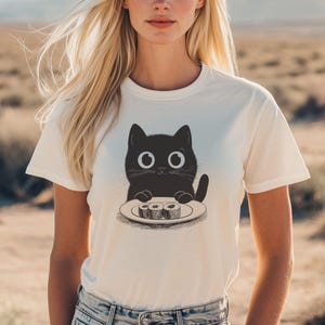 Camisa do gato do sushi de &lt;br&gt; Entrega Rápida? Camiseta Süßes Katzen com motivos japoneses | Geschenk para fãs de anime e comida | Camiseta Gato Kawaii