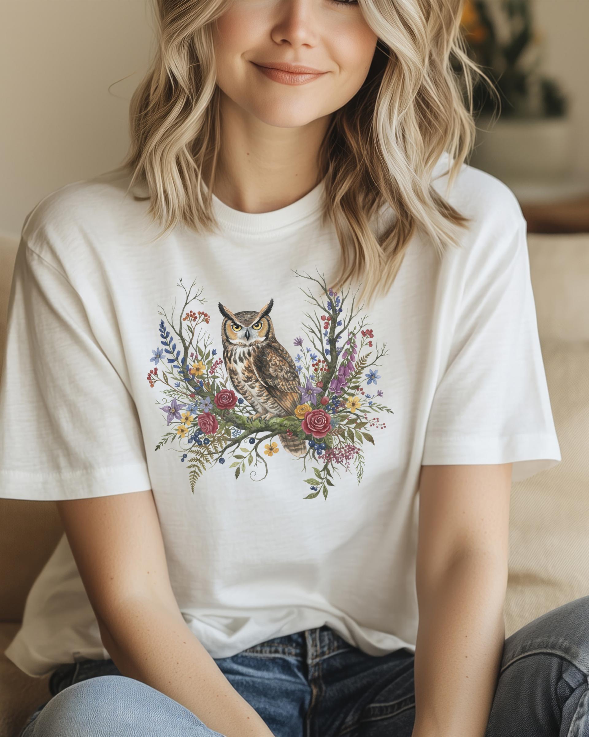 Boho Owl Sweatshirt | Floral Forestcore Aesthetic | Night Owl Sweater Gift for Nature Lovers | Cozy 