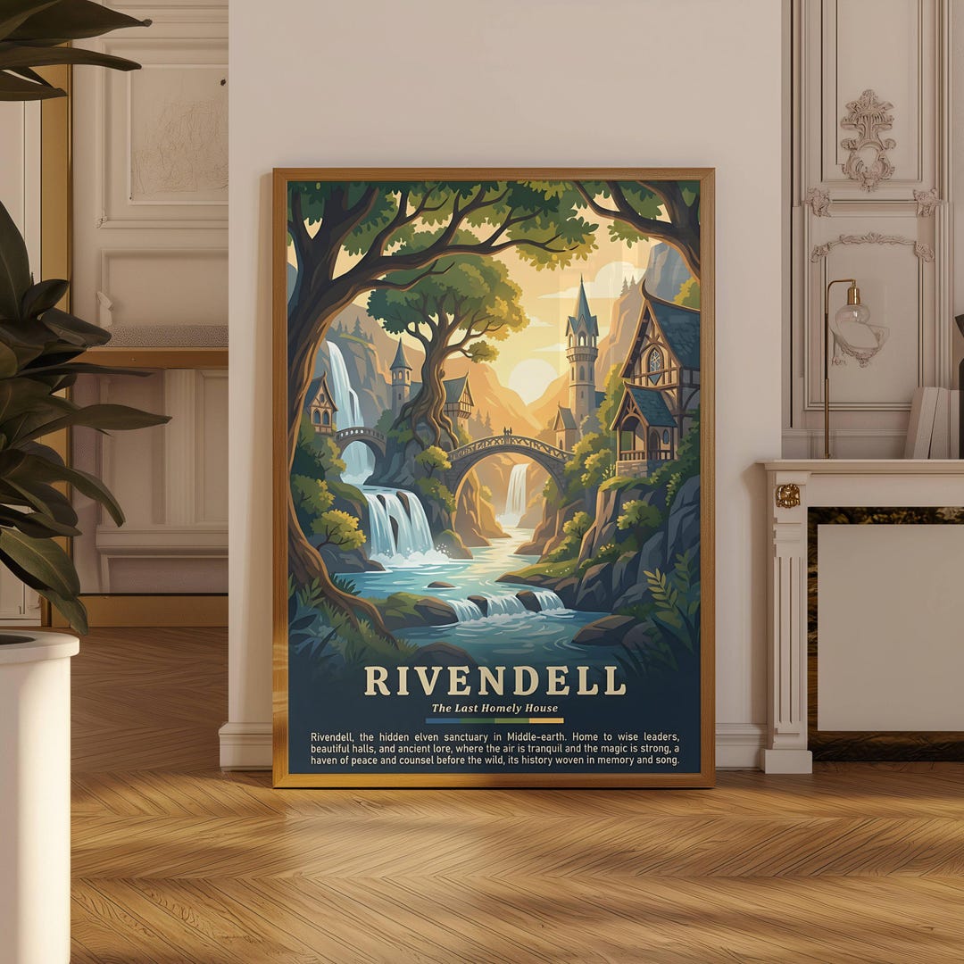 Rivendell Poster Lord of the Rings Wall Art, LOTR Middle Earth Travel ...