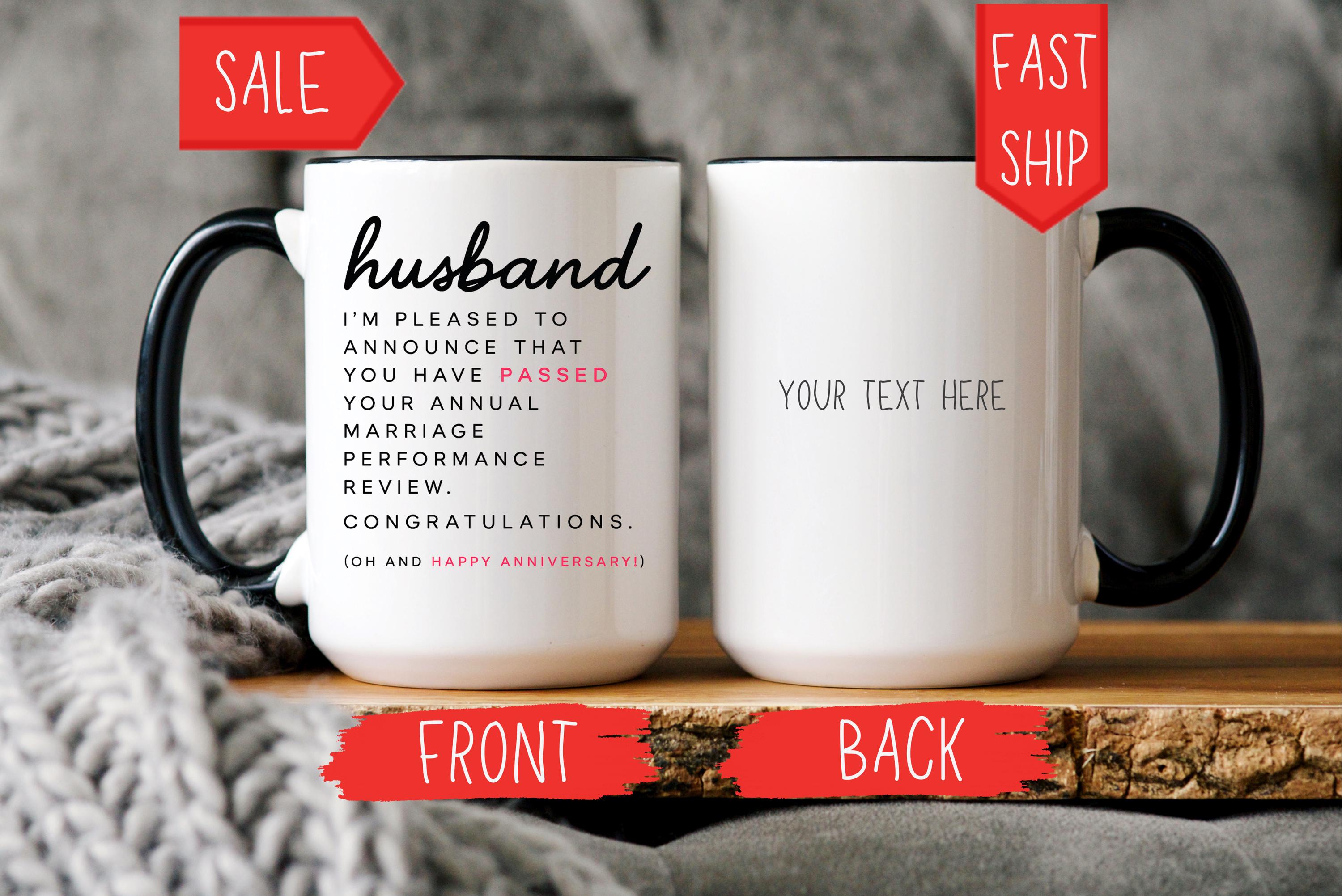 Funny Husband Anniversary Mug, Marriage Performance Review Coffee