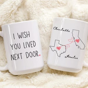Regalo para mejor amiga, nunca estamos demasiado lejos para tomar un café juntas, taza "Ojalá viviéramos más cerca", regalo de cumpleaños para hermana, regalo de "Te extraño", regalo de despedida