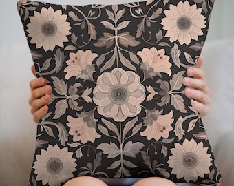 Pink William Morris Pillow Cover Vintage Floral Cushion Cottagecore Decor Botanical Accent Throw