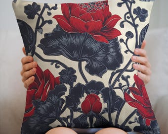 William Morris Style Pillow Cover: Gothic Cottagecore Floral Accent