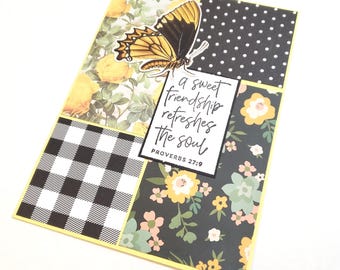 Large Friendship Greeting Card with Butterfly - Proverbs 27:9 /Any Occasion Greeting Card/Butterfly Card/Butterfly Stationery/Handmade Card
