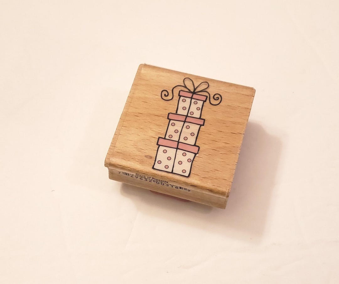 Rubber Stamp - Stack of Presents/stamp - Gift Box/wood Mounted Rubber ...
