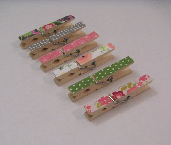 Set of 6 Altered Clothespin Clips/Altered Clothespin | Etsy